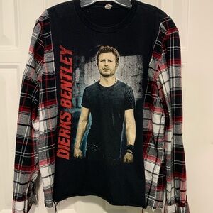 Upcycled Dierks Bentley Black and Red Plaid Women’s Shirt